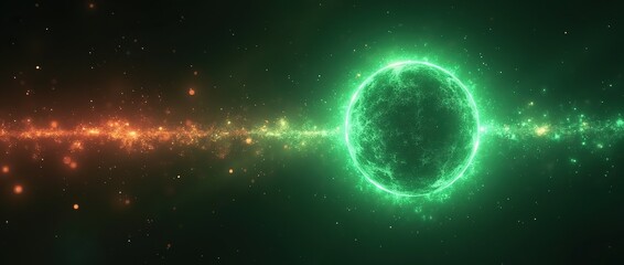Obraz premium Energy sector.Futuristic magical green and red plasma circle glows in space