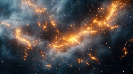 Glowing Cosmic Cloud in Deep Space with Twinkling Stars