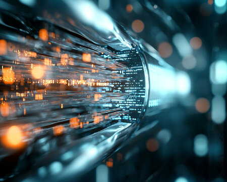 Ai generated visualization of data stream dynamics digital environment abstract concept futuristic perspective technology impact