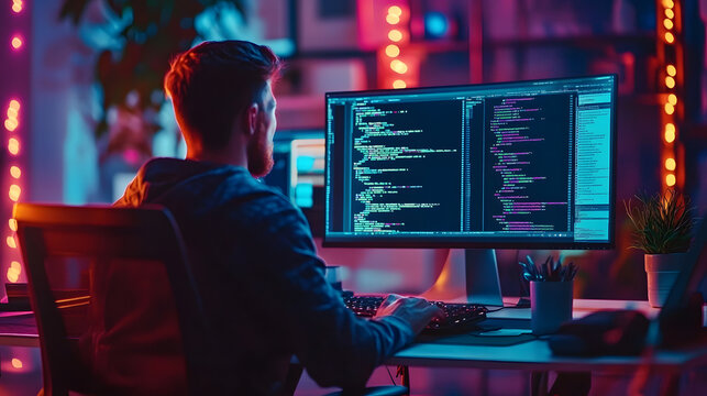 Developer programming and coding technology. website design safety of the social world cyberspace concept.