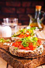 Fresh sandwiches with smoked salmon