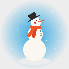 a snowman in a scarf, vector illustration