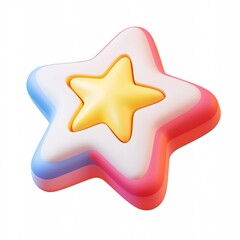 Vibrant Colorful Geometric Star-Shaped Icon on Minimalist White Background
