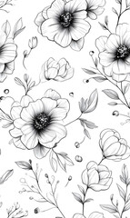 Floral flowers and beautiful colorful leaves wallpaper seamless pattern for interior decoration or background.