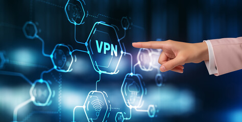 VPN secure connection. Virtual Private Network technology encrypted tunnel