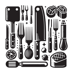 Kitchen tools silhouette vector collection