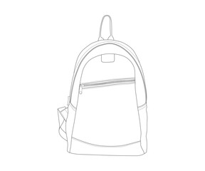 Backpack clipart, line art, sketch isolated on white background. Clipart vector illustration, illustration in sketch style.