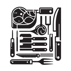 Kitchen tools silhouette vector collection