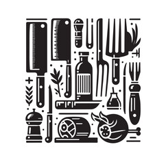 Kitchen tools silhouette vector collection