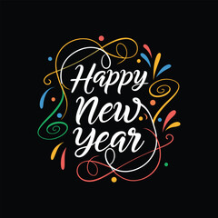 Happy New Year Abstract typography design for T Shirt, Holiday greeting card. new year vector illustration 