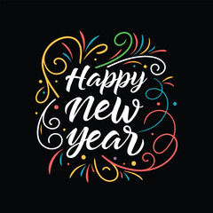 Happy New Year Abstract typography design for T Shirt, Holiday greeting card. new year vector illustration 