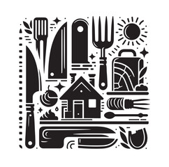 Kitchen tools silhouette vector collection