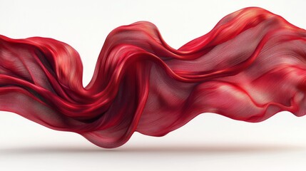 Red superhero capes set, isolated on white. Modern depiction of silk cloth billowing in the breeze, Halloween costume cape, textile drape, and satin scarf for interior design.