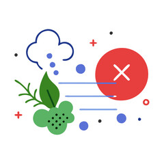 Air quality icon design featuring plant, cloud, and pollution symbol
