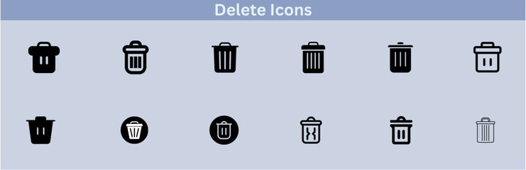 Delete icon set. delete button trash remove cancel undo throw remove editable stroke line icon collection.