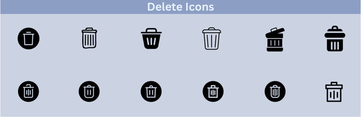 Delete icon set. delete button trash remove cancel undo throw remove editable stroke line icon collection.