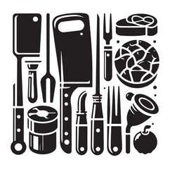 Kitchen tools silhouette vector collection