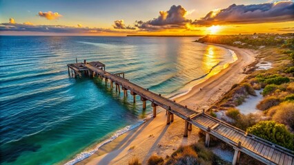 Obraz premium Aerial View of the Old Abandoned Jetty at Kwinana Beach, Western Australia - Capturing Nature's Beauty and History in Drone Photography