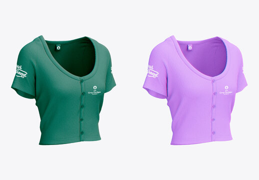 Rib Crop Cardigan Mockup