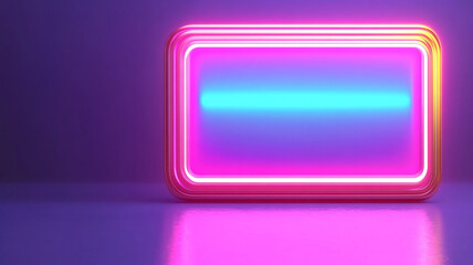 Fototapeta premium 3D render of isometric bank card featuring glowing neon lights in pink and blue hues, creating modern and futuristic atmosphere