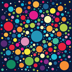 Random colorful diffenranct side polka dot seamless pattern, black background retro vintage.vector design