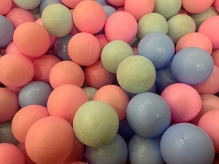 Vibrant assortment of colorful balloons in pastel shades. Festive party decoration concept