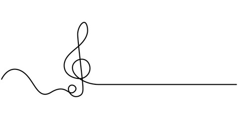 Continuous one line drawing music notes on stave. Musical symbol in one linear, Musical Note Continuous Line Icon, Continuous music line art note vector sketch illustration. Abstract music notes song.