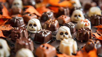 Obraz premium The halloween holiday chocolates in the appearance of apparitions