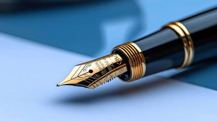 Elegant fountain pen close-up office workspace photography modern environment macro view writing concept