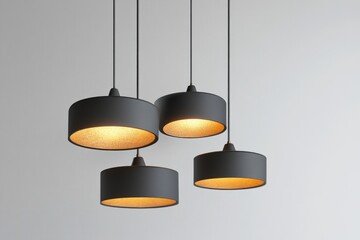Modern Black Pendant Lights with Gold Interior Accents