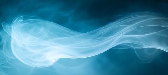 Abstract Blue Background With Translucent Smoke, Haze, Or Cloud In Wave, Swirl, And Curl