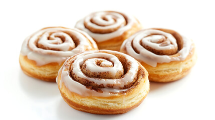 Fototapeta premium cinnamon bun pastry biscuit isolated on white background