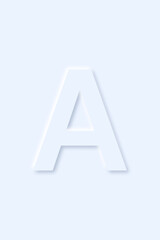 alphabet uppercase letter A in light blue color that drop a shadow