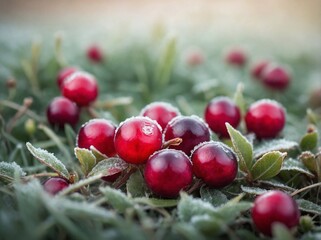 Cranberries in a Frosty Field
