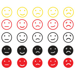 set of emoji faces emoticon icon expression outline