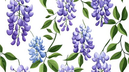 Lush Cascading Wisteria Blooms in Vibrant Purple and Lavender Shades