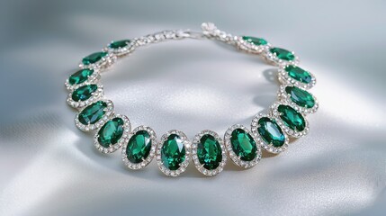 Obraz premium Vibrant Green Emerald Pendant Necklace with Sparkling Diamonds - High Quality Product Shot