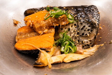 salmon steak with sauce