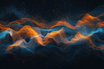 close up horizontal abstract illustration of glowing colorful grainy waves background
