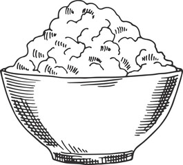 Fototapeta premium A bowl of food is shown in a black and white drawing