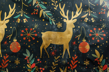 close up horizontal image of a colorful christmas themed wrapping paper