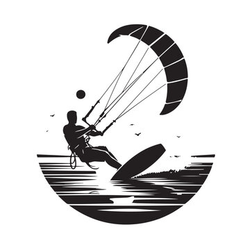 kitesurfing silhouette illustration vector