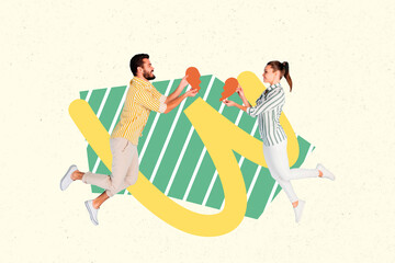 Trend artwork poster composite sketch image collage of valentine day young man couple lady fly hand hold piece match heart shape fragment