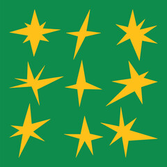 Obraz premium Abstract sharp star shapes illustration. A bundle of nine uniquely designed sharp-edged star elements, perfect for use in patterns, decorations, digital art, and creative graphic design projects