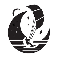 kitesurfing silhouette illustration vector