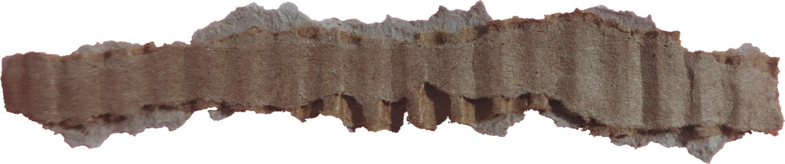 Ripped torn cardboard paper edges isolated on transparent background
