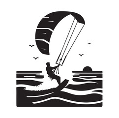 kitesurfing silhouette illustration vector