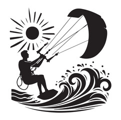 kitesurfing silhouette illustration vector