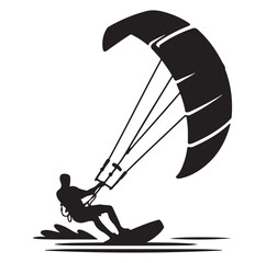 kitesurfing silhouette illustration vector