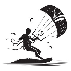 kitesurfing silhouette illustration vector